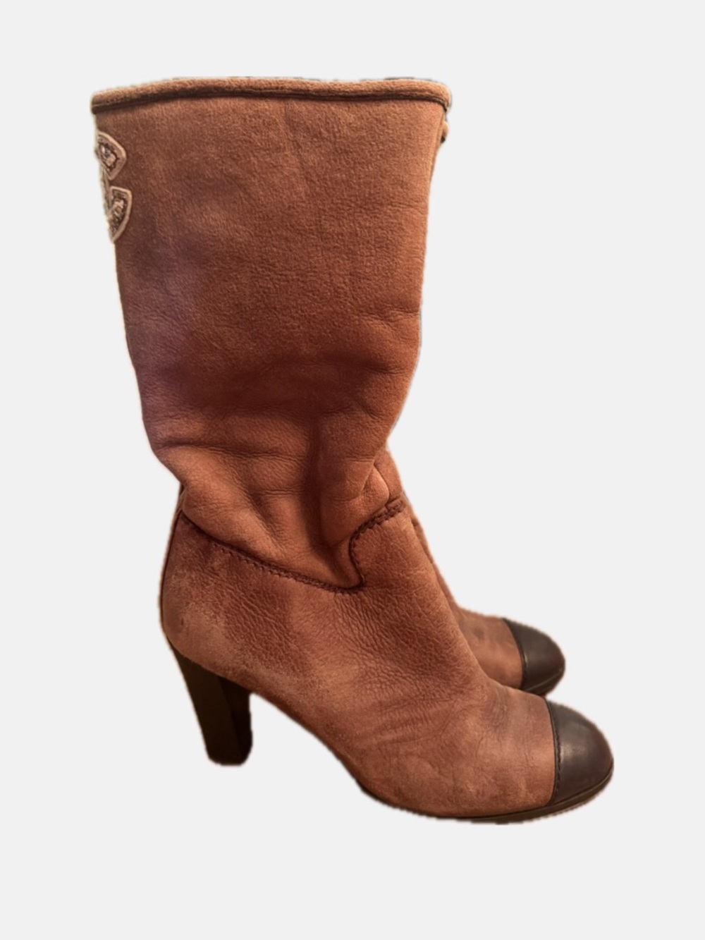 vintage Chanel mid-calf slouch boots circa Karl Lagerfeld 2005. Sz 38 - Picture 1 of 6